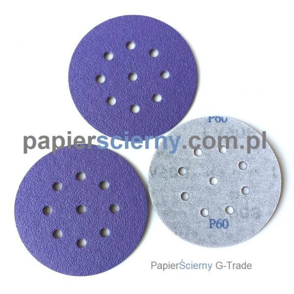 Krążek ścierny 125 mm Ceramiczny Papier ścierny na rzep 9-otworów BORA1 P60 PapierŚcierny G-Trade